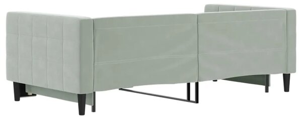 Dnevni krevet na razvlačenje svjetlosivi 90 x 190 cm baršunasti - Svjetlosiva 90 x 190 cm s krevetom na izvlačenje