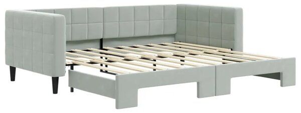 Dnevni krevet na razvlačenje svjetlosivi 90 x 190 cm baršunasti - Svjetlosiva 90 x 190 cm s krevetom na izvlačenje