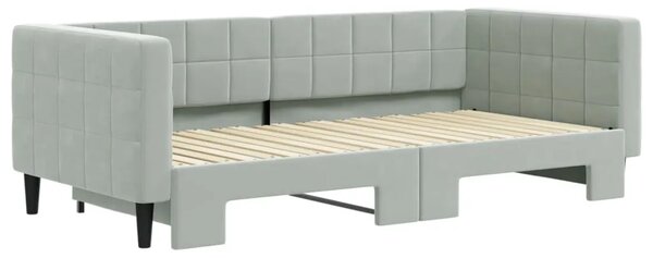Dnevni krevet na razvlačenje svjetlosivi 90 x 190 cm baršunasti - Svjetlosiva 90 x 190 cm s krevetom na izvlačenje