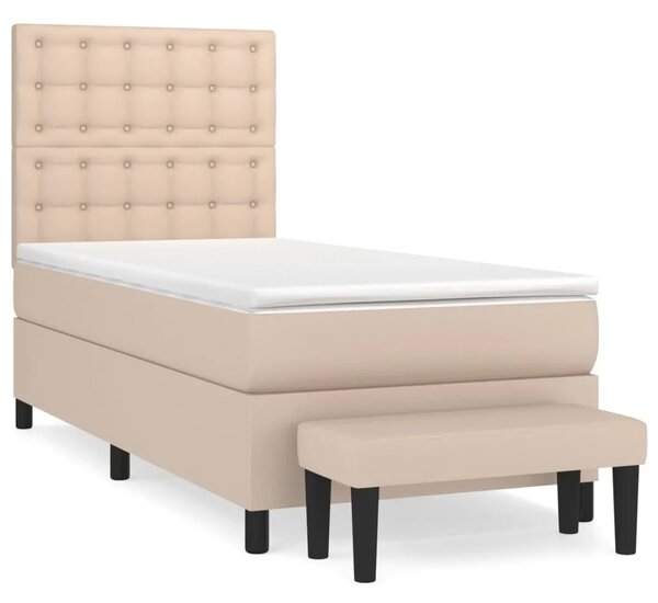 Boxspring - Krevet s oprugama i madrac cappuccino 80x200 cm od umjetne kože - Boja cappuccina 80 x 200 cm gumbi
