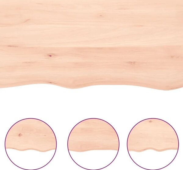 Kupaonska radna ploča 100x30x(2-6) cm netretirano masivno drvo - Prirodna 100 x 30 x 6 cm