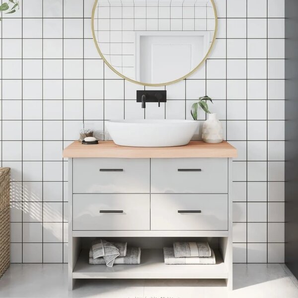 Kupaonska radna ploča 100x30x(2-6) cm netretirano masivno drvo - Prirodna 100 x 30 x 6 cm