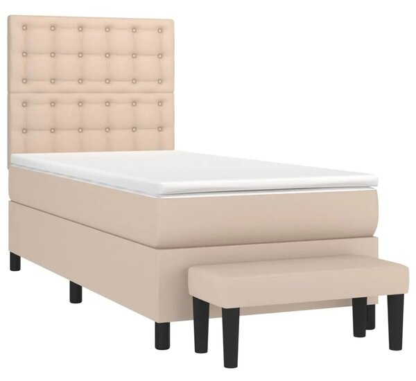 Boxspring - Krevet s oprugama i madrac cappuccino 80x200 cm od umjetne kože - Boja cappuccina 80 x 200 cm gumbi