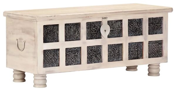 Kutija za pohranu bijela 110x40x45 cm masivno bagremovo drvo