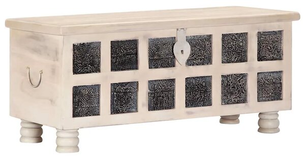 Kutija za pohranu bijela 110x40x45 cm masivno bagremovo drvo