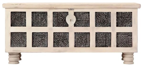Kutija za pohranu bijela 110x40x45 cm masivno bagremovo drvo