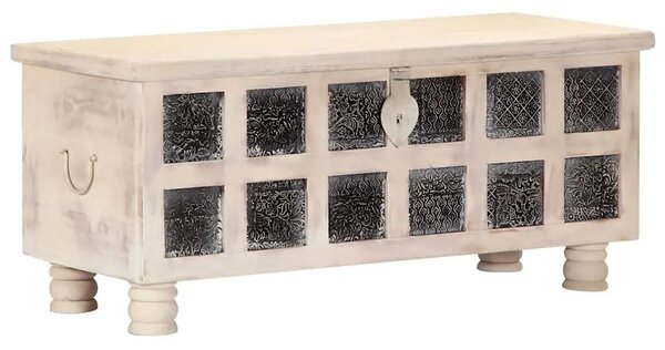 Kutija za pohranu bijela 110x40x45 cm masivno bagremovo drvo