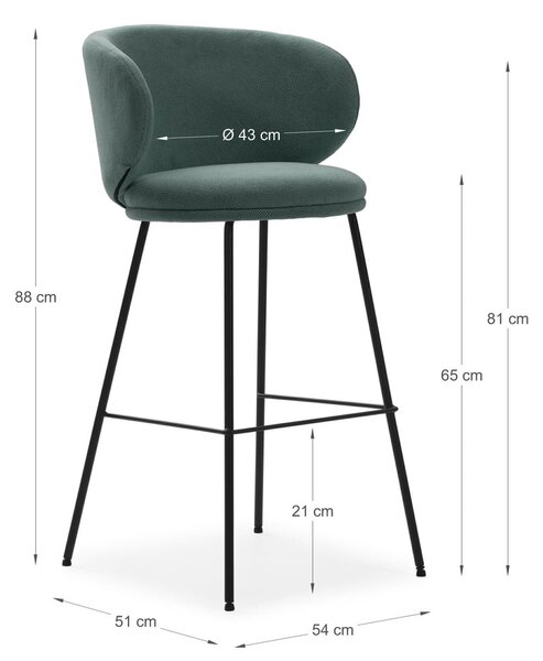 Zelene barske stolice u setu 2 kom (visine sjedala 65 cm) Rush – Marckeric