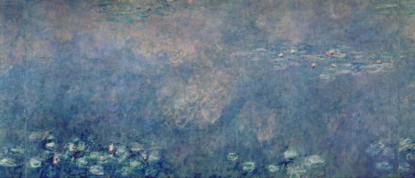 Claude Monet - Reprodukcija umjetnosti Waterlilies: Two Weeping Willows, centre left section, (50 x 21.5 cm)