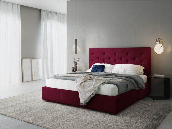 Krevet sa spremnikom Seri - Bordo Crvena 140x200
