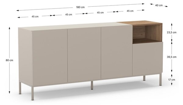 Krem komoda 180x80 cm Cailin – Marckeric