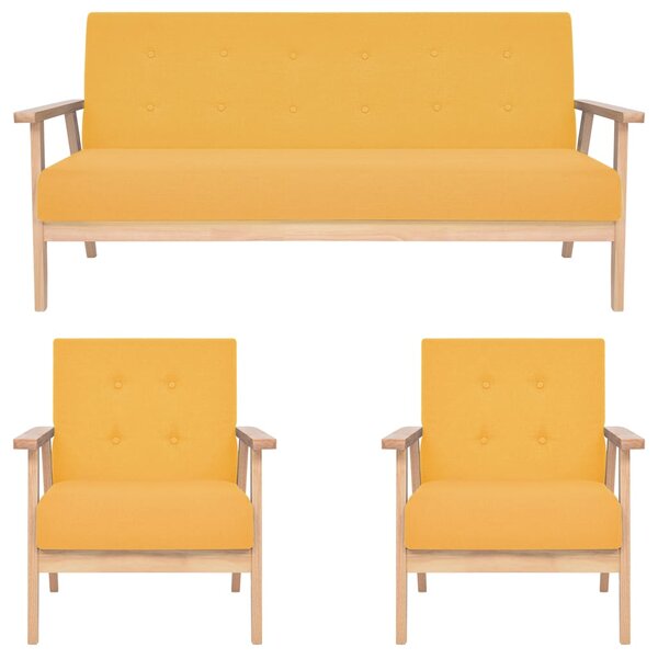 VidaXL 3-dijelni set sofa od tkanine žuti
