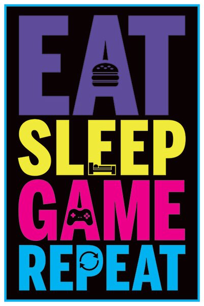 Poster Eat, Sleep, Game, Repeat - Gaming, (61 x 91.5 cm)