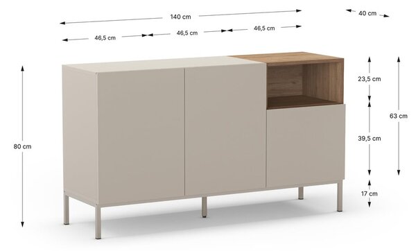 Krem komoda 140x80 cm Cailin – Marckeric