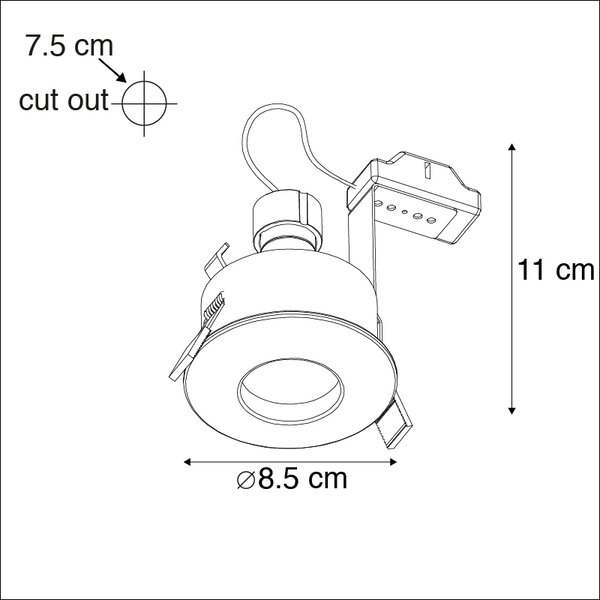 Set od 6 modernih ugradbenih reflektora crni IP44 - Gap