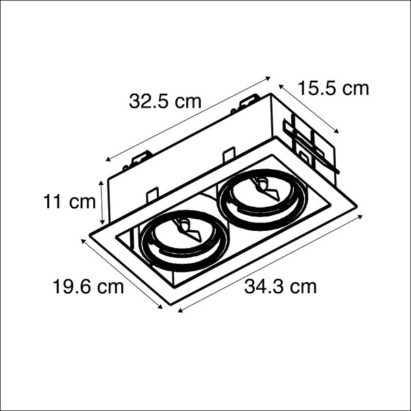 Set od 6 ugradbenih reflektora čelik AR111 podesivi 2-svjetla - Oneon