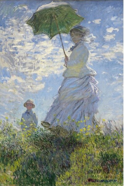 Poster Žena sa suncobranom - Madame Monet i njezin sin, (61 x 91.5 cm)