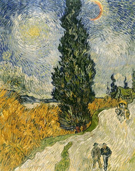 Vincent van Gogh - Reprodukcija umjetnosti Road with Cypresses, 1890, (30 x 40 cm)