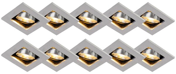 Komplet od 10 ugradbenih reflektora aluminij - Qure