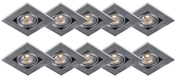 Komplet od 10 modernih ugradbenih reflektora od aluminija debljine 3 mm - Qure