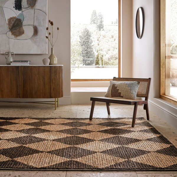 Smeđi/u prirodnoj boji ručno rađen tepih od mješavine jute 120x170 cm Effie Diamond – Flair Rugs