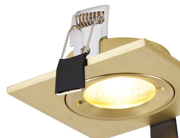 Set od 6 modernih ugradbenih reflektora zlatni kvadrat IP44 - Xena