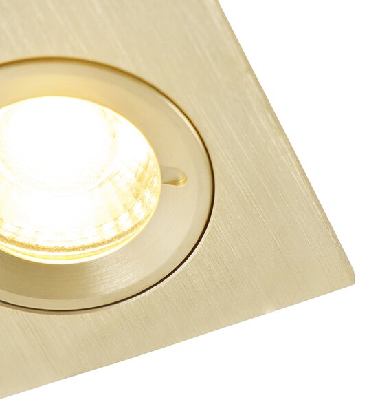 Set od 6 modernih ugradbenih reflektora zlatni kvadrat IP44 - Xena