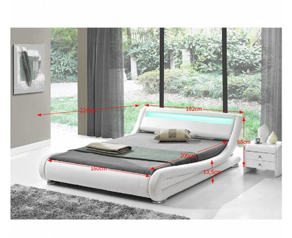 Bračni krevet 160 cm Sampana (S podnicom i LED)