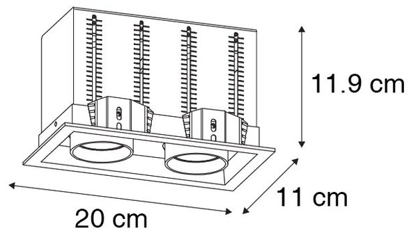 Moderna ugradbena spot crna podesiva 2 svjetla - krov