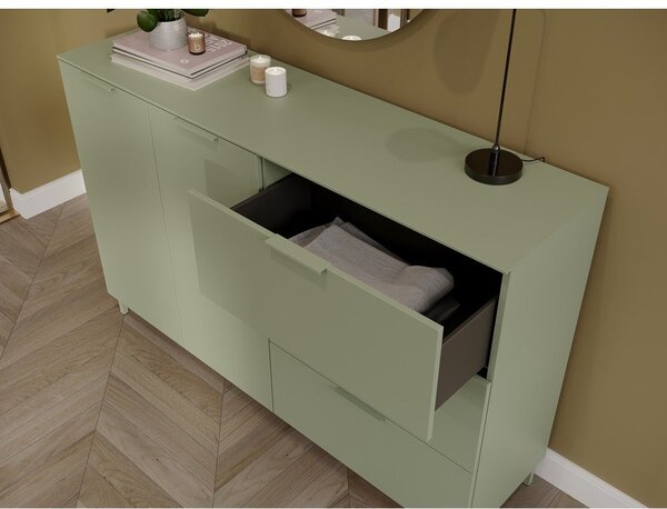 Zelena komoda u mat dekoru 151x98x40 cm Savoca – Germania