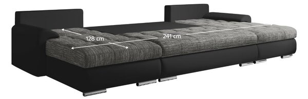 Kutna garnitura U Tuzzo (ekokoža crna + sivi melir)