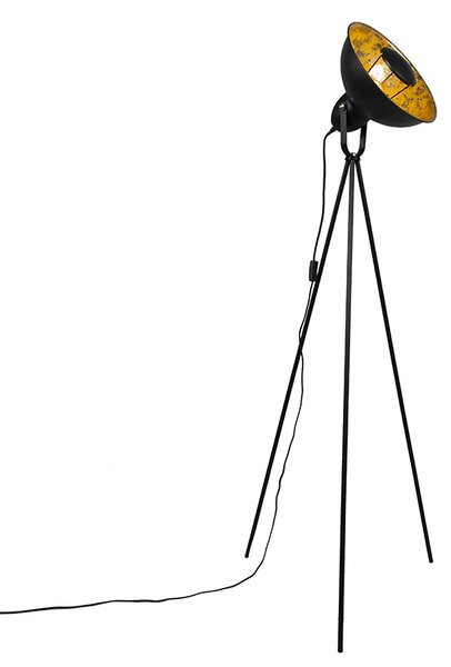 Tronožac industrijske podne svjetiljke crne boje sa zlatom - Magna Basic 25