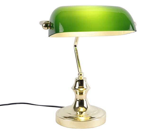 Klasična bilježnička svjetiljka mesing sa zelenom bojom - Banker