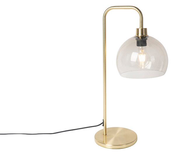 Moderna stolna svjetiljka od mesinga s dimnim sjenilom - Maly