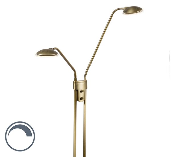 Moderna podna lampa od bronce sa svjetiljkom za čitanje uključujući LED - Eva