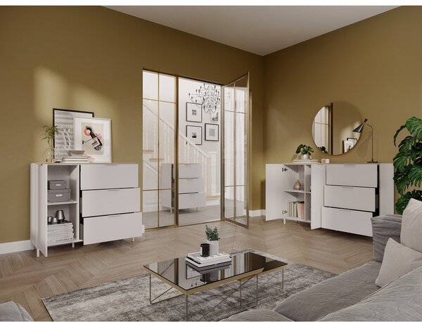 Krem komoda u mat dekoru 151x98x40 cm Savoca – Germania