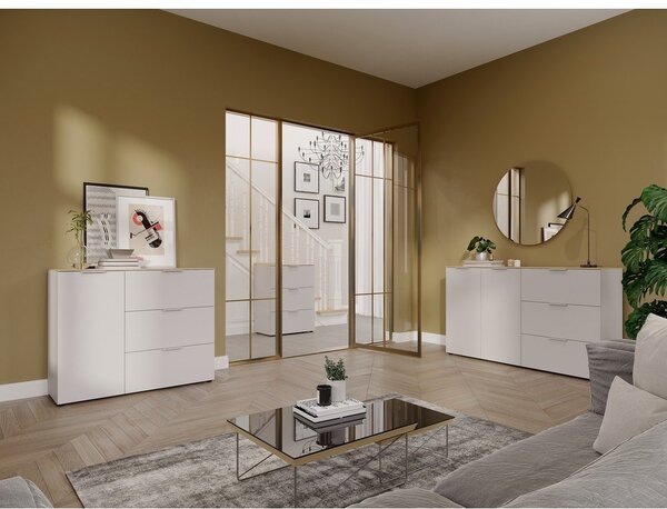 Krem komoda u mat dekoru 151x98x40 cm Savoca – Germania