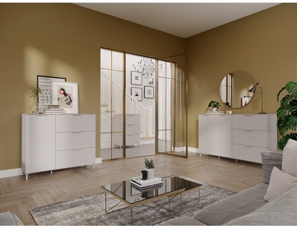 Krem komoda u mat dekoru 151x98x40 cm Savoca – Germania