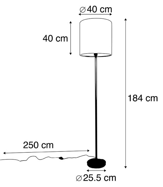 Art Deco podna svjetiljka crna sa žutom nijansom 40 cm - Simplo