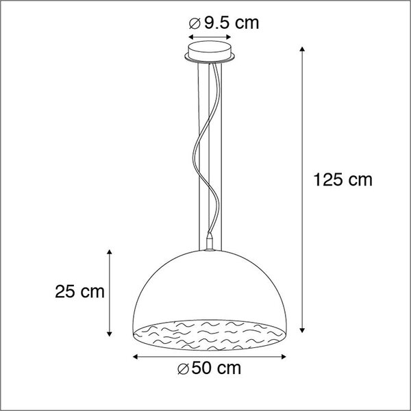 Industrijska viseća svjetiljka crna sa zlatom 50 cm - Magna