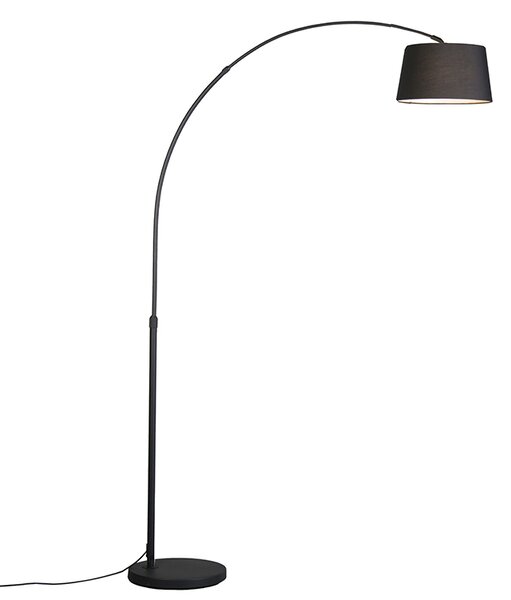 Moderna lučna svjetiljka crna s crnim sjenilom od tkanine - Arc Basic