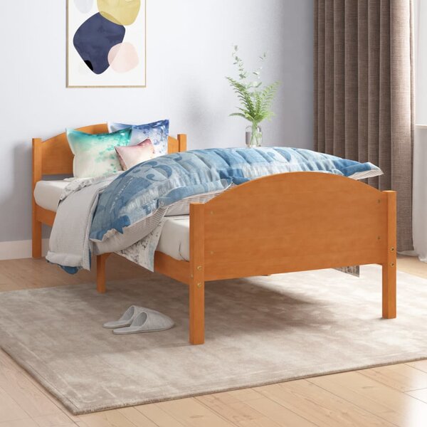 VidaXL Okvir za krevet od masivne borovine boja meda 90 x 200 cm