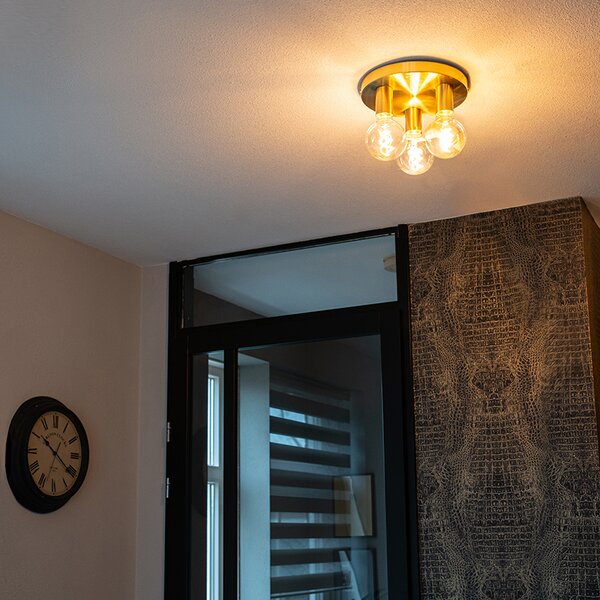 Art Deco stropna lampa zlatna okrugla - Facil 3