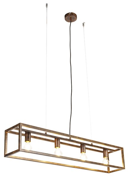 Industrijska viseća svjetiljka zarđalo smeđa 4-svjetla - Kavez