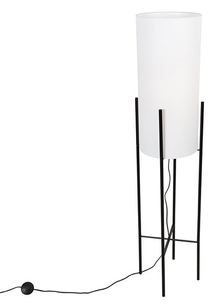 Dizajn podna svjetiljka crna lanena sjena bijela - Rich