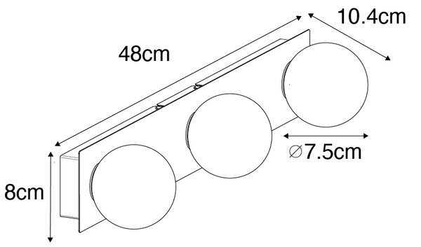 Moderna zidna svjetiljka zlatna 48 cm IP44 3-svjetlo - Cederic