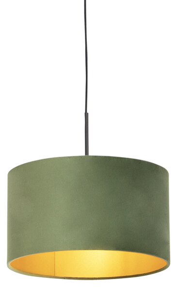 Viseća svjetiljka s velurastom nijansom zelena sa zlatnom 35 cm - Combi