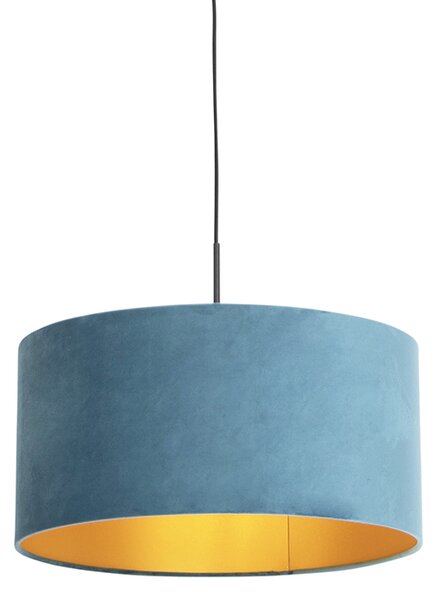Viseća svjetiljka s velurastom nijansom plava sa zlatnom 50 cm - Combi