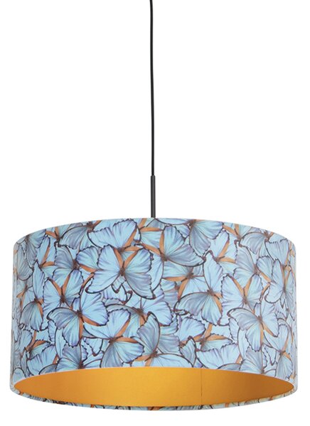 Viseća svjetiljka s leptirima od velur sjene sa zlatom 50 cm - Combi