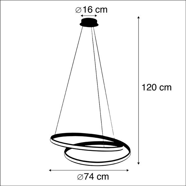 Moderna viseća lampa crna 74 cm uklj. LED - Rowan